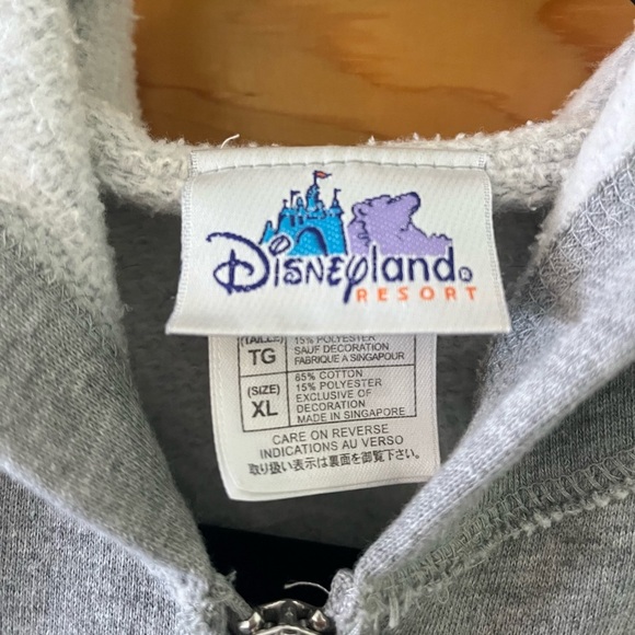 Disney Vintage California Adventure Zip Hoodie Gray Sweatshirt XL Gray with flaw - Picture 3 of 8